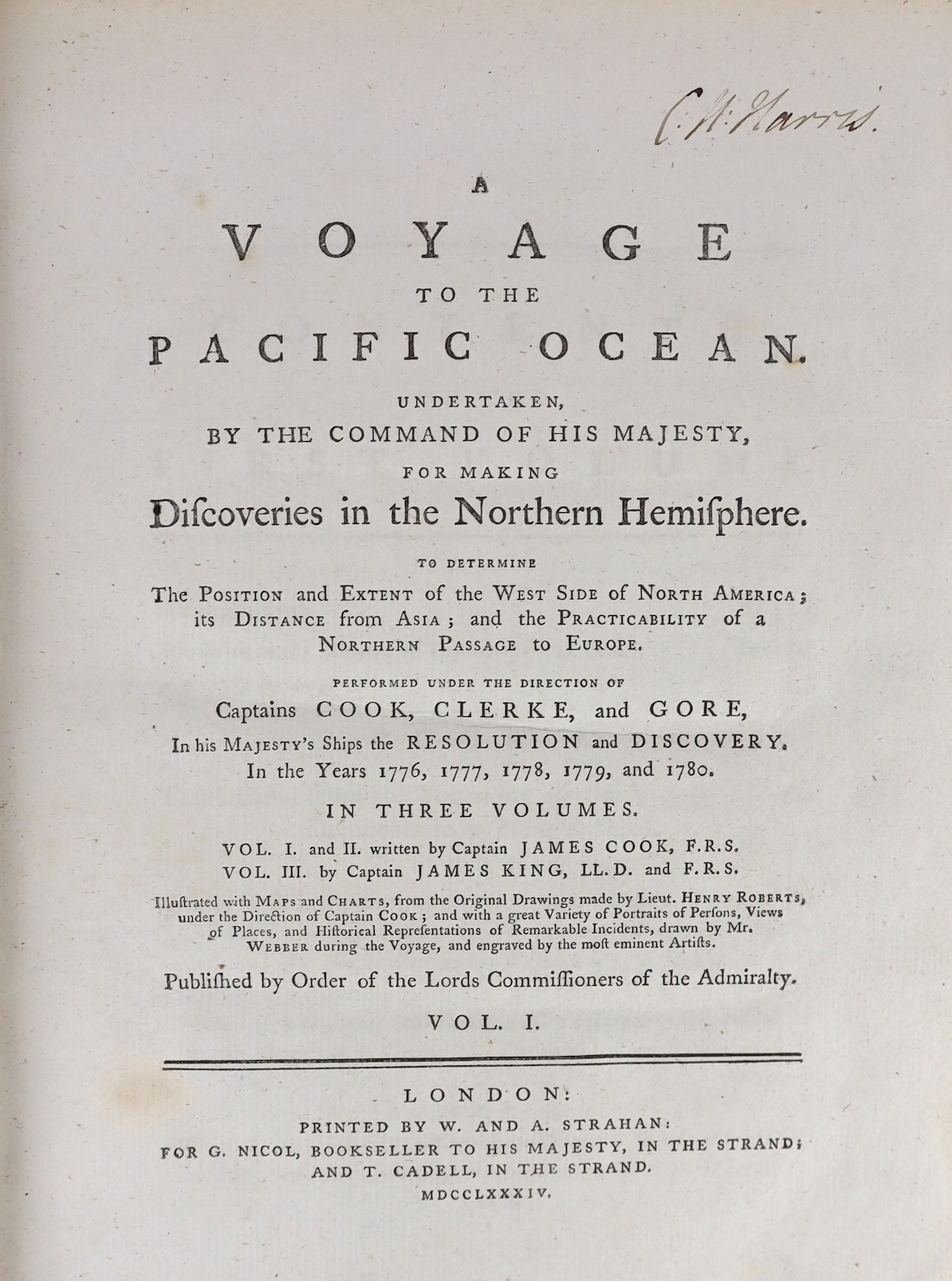 Cook, Capt. James and King, Capt. James - A Voyage to the Pacific Ocean ... for making Discoveries in the Northern Hemisphere ... (i.e. Cook's Third Voyage).